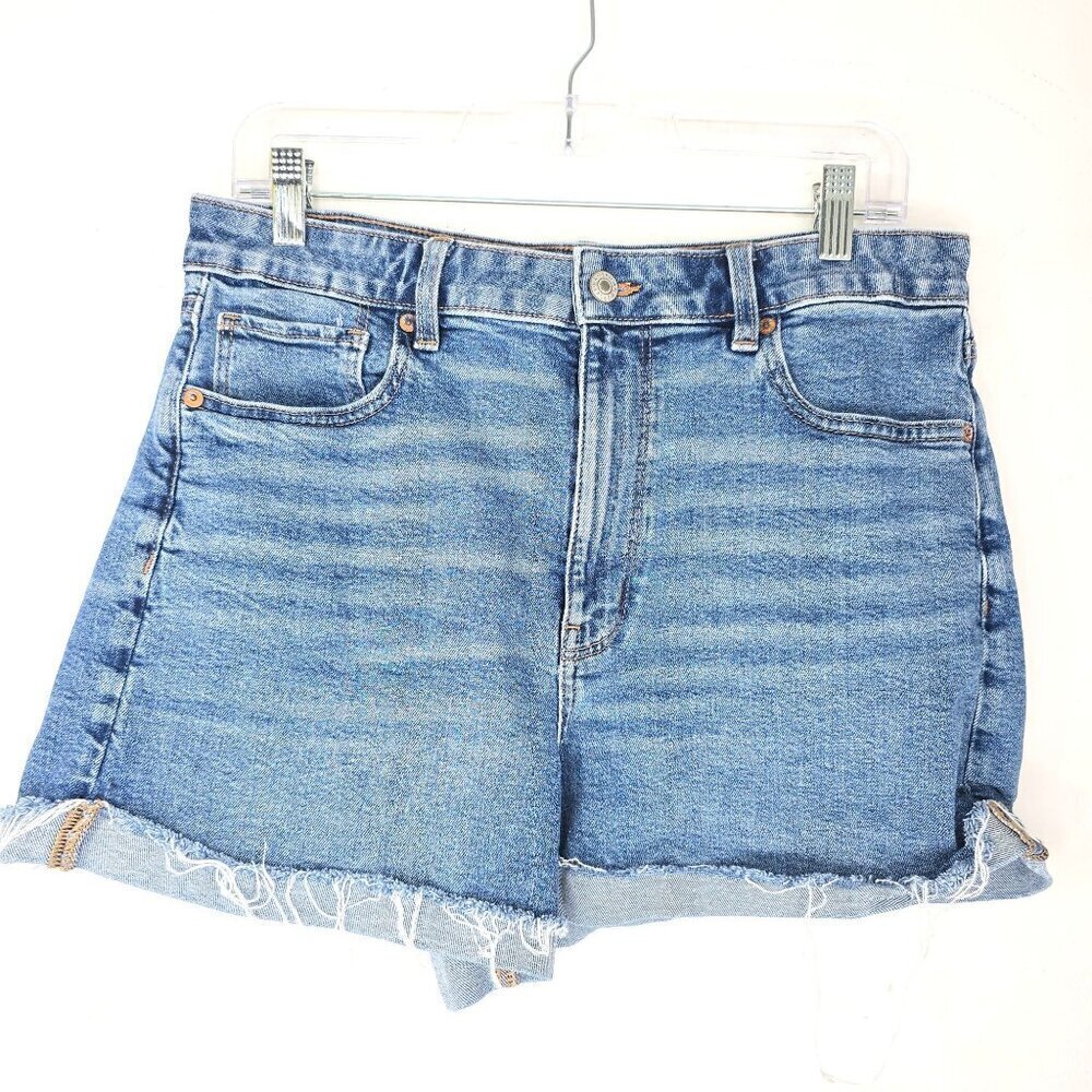 American Eagle High Rise Distressed Cuffed Mom Denim Jean Shorts Size 12